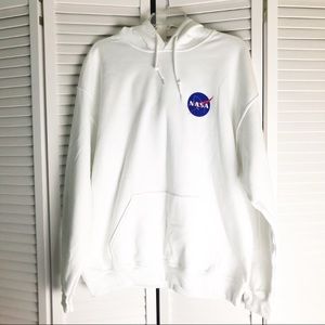 New NASA Oversized White Hoodie Sweatshirt L